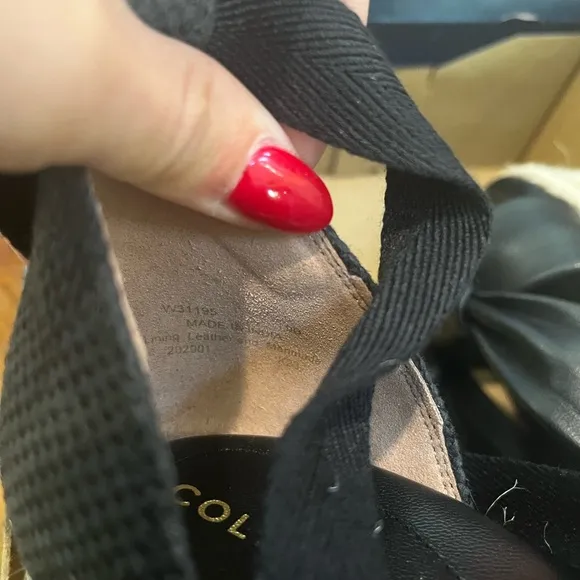 Cole Haan Cloudfeel Hampton Espadrille Wedge Sandal NWB Size 9 Black