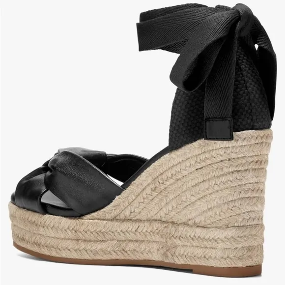 Cole Haan Cloudfeel Hampton Espadrille Wedge Sandal NWB Size 9 Black