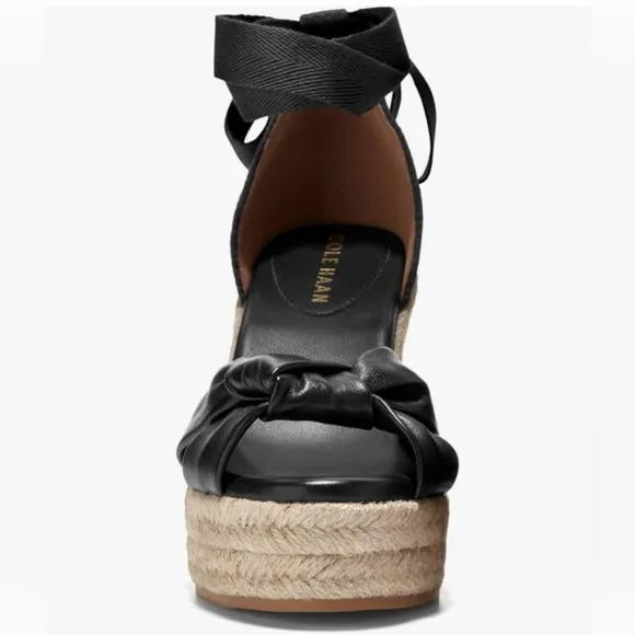 Cole Haan Cloudfeel Hampton Espadrille Wedge Sandal NWB Size 9 Black