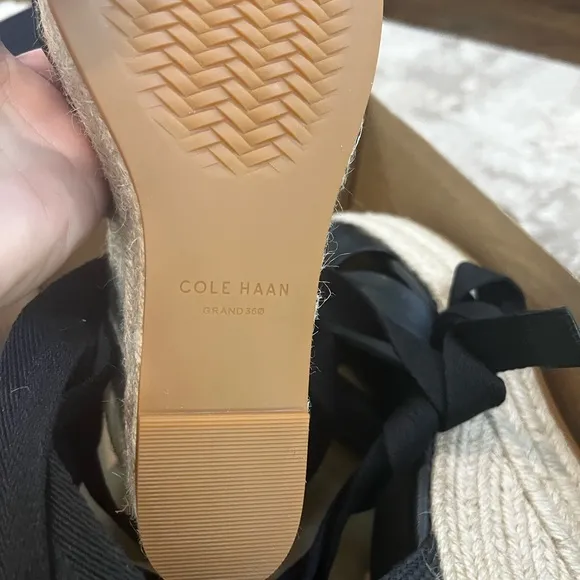 Cole Haan Cloudfeel Hampton Espadrille Wedge Sandal NWB Size 9 Black
