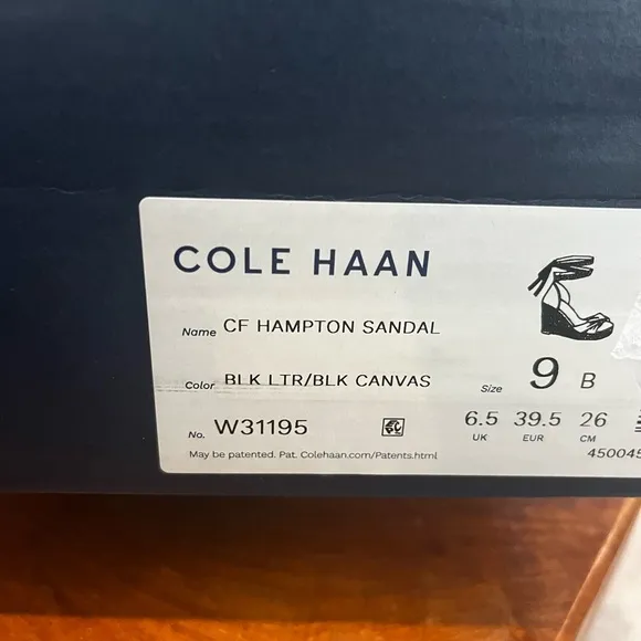 Cole Haan Cloudfeel Hampton Espadrille Wedge Sandal NWB Size 9 Black