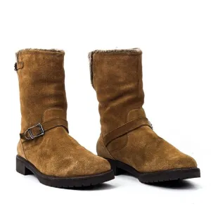 Cole Haan Country Women Tan Suede Waterproof Vibram Lug Buckle Boots size 9