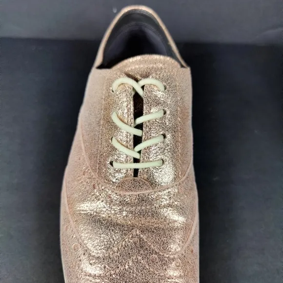 Cole Haan Grand OS Wingtip Casual Dress Sneaker Rose Gold Shimmer Women's Sz 6B