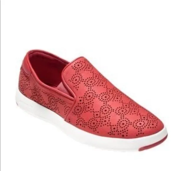 Cole Haan Grand Pro paisley perforated mineral red nubuck slip on loafer sneaker
