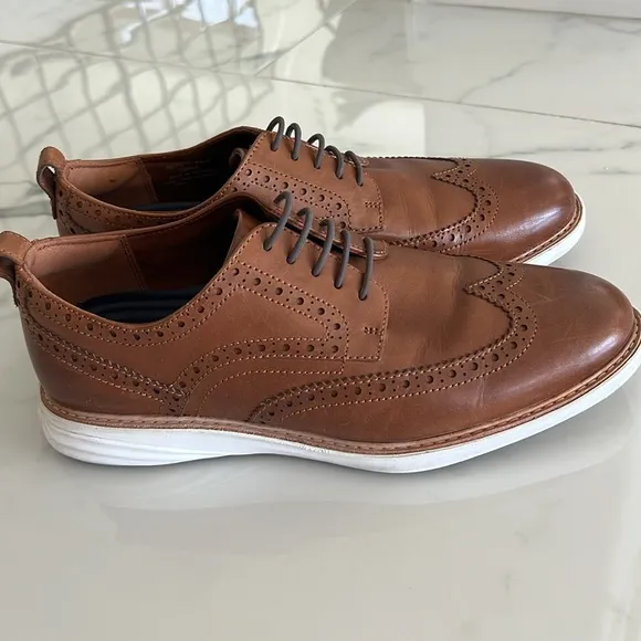 Cole Haan GrandEvolution OS Wingtip Oxford Shoes Woodbury Brown Leather 8.5W