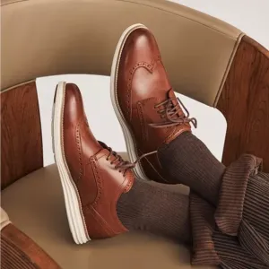 Cole Haan GrandEvolution OS Wingtip Oxford Shoes Woodbury Brown Leather 8.5W