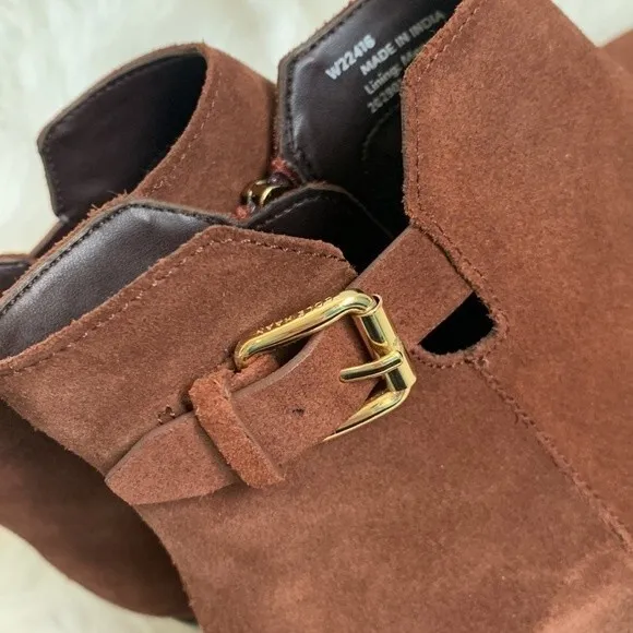 Cole Haan Haidyn Scotch Suede Leather Block Heel Ankle Boots Booties Sz 7
