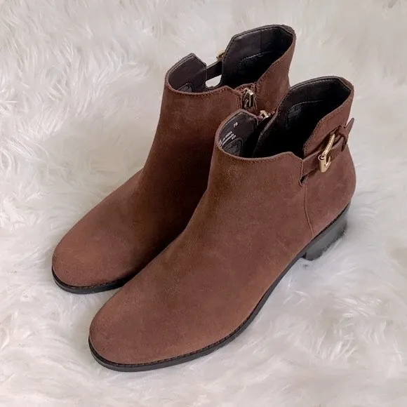 Cole Haan Haidyn Scotch Suede Leather Block Heel Ankle Boots Booties Sz 7