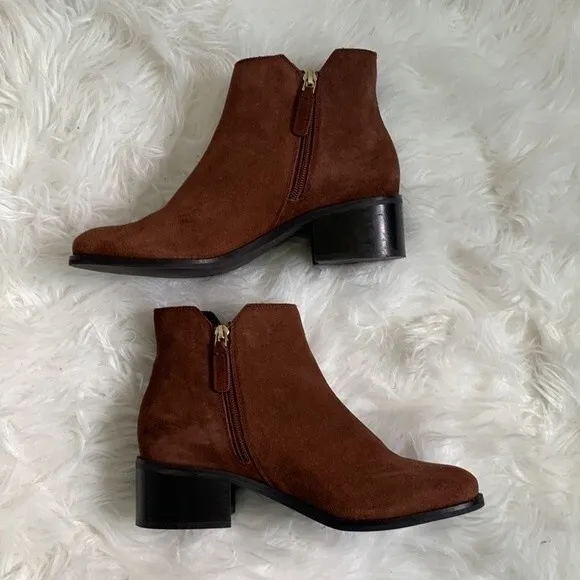 Cole Haan Haidyn Scotch Suede Leather Block Heel Ankle Boots Booties Sz 7