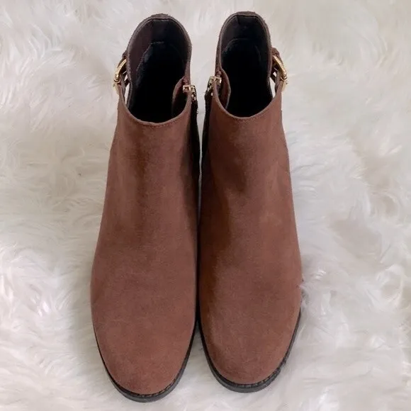 Cole Haan Haidyn Scotch Suede Leather Block Heel Ankle Boots Booties Sz 7