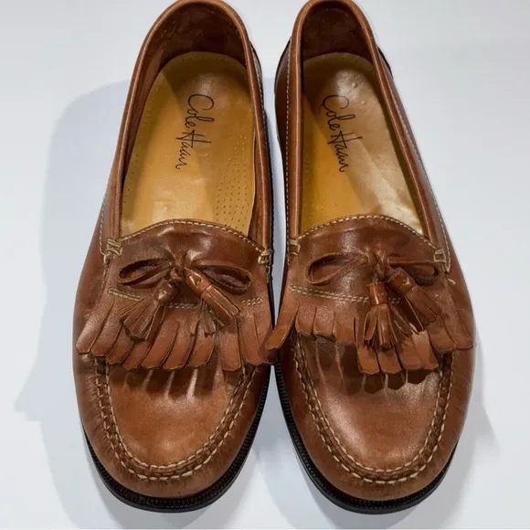 Cole Haan Kiltie Tassel Loafers Shoes 13M Preppy Ivy League Brown Leather