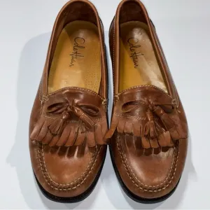 Cole Haan Kiltie Tassel Loafers Shoes 13M Preppy Ivy League Brown Leather