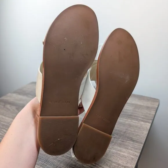 Cole Haan Menlo Skimmer Slingback Flat Sandals Brush Leather Nude Size 9 Summer