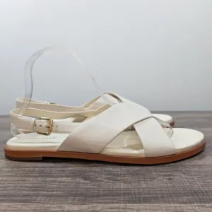 Cole Haan Menlo Skimmer Slingback Flat Sandals Brush Leather Nude Size 9 Summer