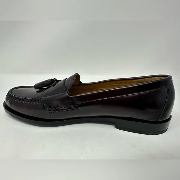 Cole Haan Mens Shoes Size 10 D Leather Pinch Tassel Loafers Burgundy Slip On NEW
