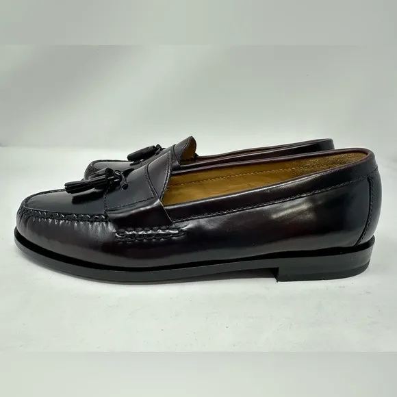 Cole Haan Mens Shoes Size 10 D Leather Pinch Tassel Loafers Burgundy Slip On NEW