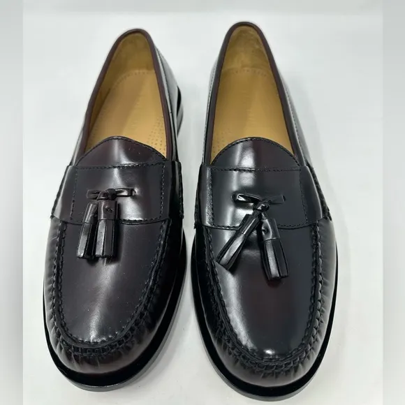 Cole Haan Mens Shoes Size 10 D Leather Pinch Tassel Loafers Burgundy Slip On NEW