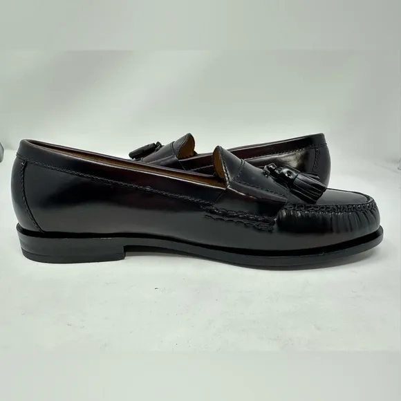 Cole Haan Mens Shoes Size 10 D Leather Pinch Tassel Loafers Burgundy Slip On NEW
