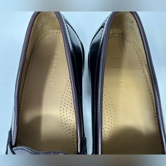 Cole Haan Mens Shoes Size 10 D Leather Pinch Tassel Loafers Burgundy Slip On NEW