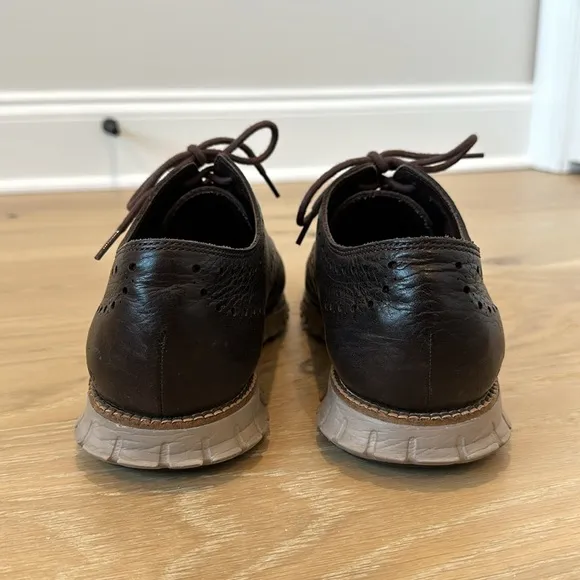 Cole Haan Men's Zerogrand Wingtip Oxfords Dark Brown Java Cobblestone Shoes 11