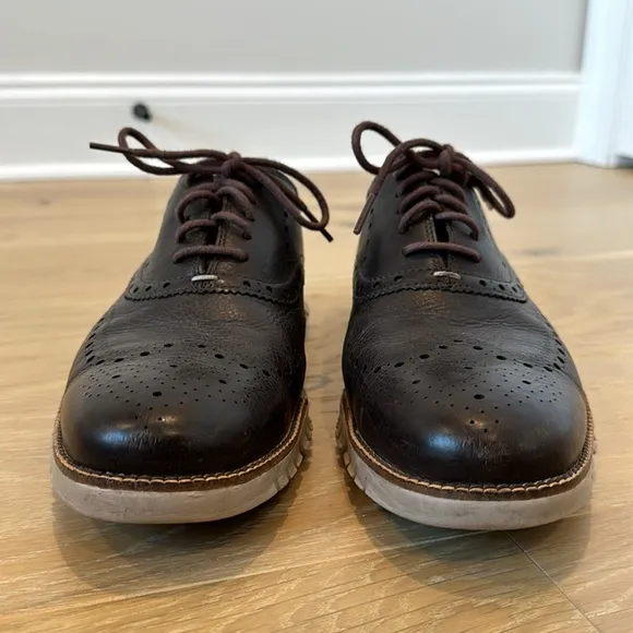 Cole Haan Men's Zerogrand Wingtip Oxfords Dark Brown Java Cobblestone Shoes 11