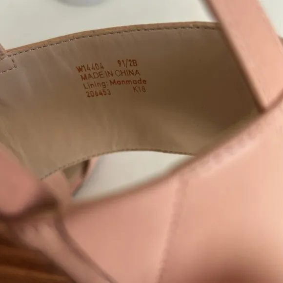 Cole Haan Sandals Women Pink Leather Slingback Wedge Buckle