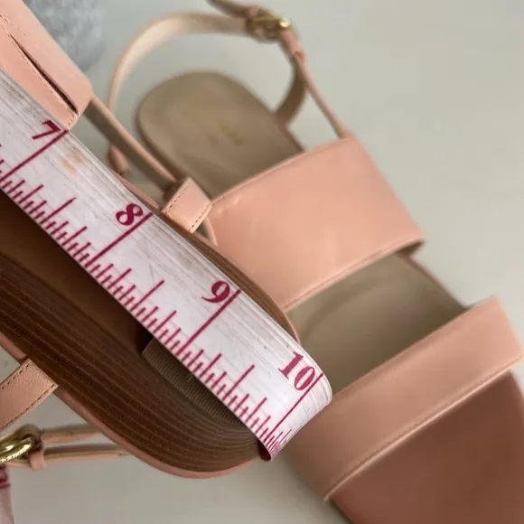 Cole Haan Sandals Women Pink Leather Slingback Wedge Buckle