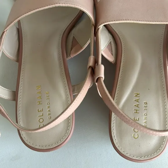 Cole Haan Sandals Women Pink Leather Slingback Wedge Buckle