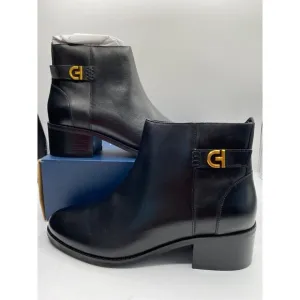 Cole Haan Women's Black Almond Toe Holis Side Buckle Booties Shoes Size 11M NIB