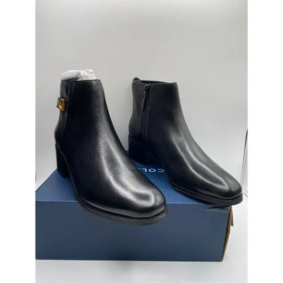 Cole Haan Women's Black Almond Toe Holis Side Buckle Booties Shoes Size 11M NIB