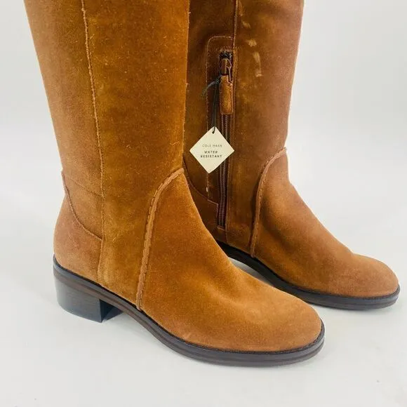 Cole Haan Size 5B Tan Water Resistant Suede Calgary Over the Knee Boots