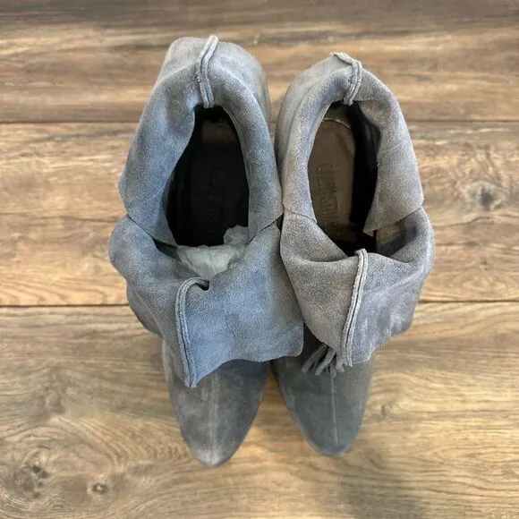 Colin Stuart Gray Suede Booties Floppy Ankle Boots Size 9