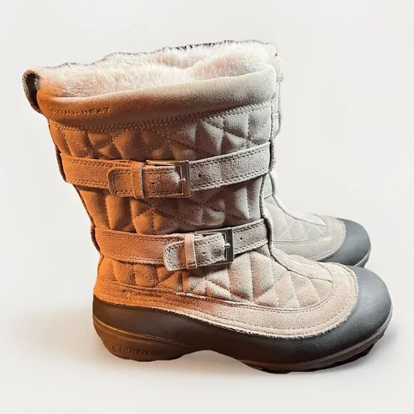 Columbia Flurry II Omni-Heat Pull on Winter Boots Womens Size 7 Taupe Leather