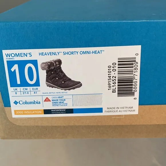 Columbia Heavenly Shorty Omni-Heat Boots, size 10. NIB