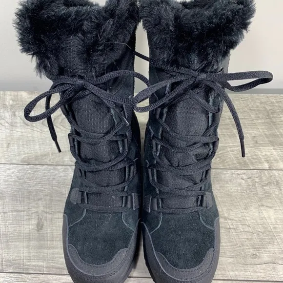 Columbia Women's Ice Maiden II Black Snow Winter Waterproof Fur Boots Size 6