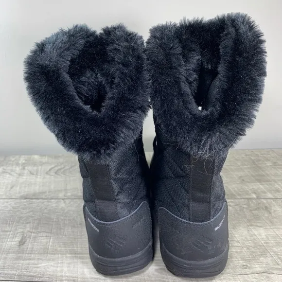 Columbia Women's Ice Maiden II Black Snow Winter Waterproof Fur Boots Size 6