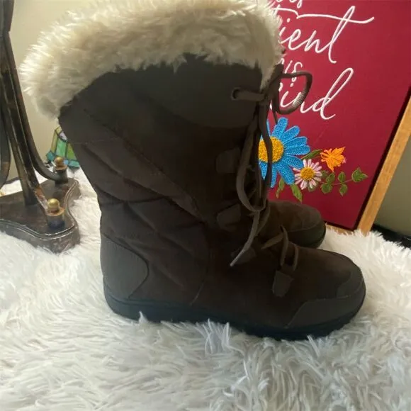 Columbia Women's Ice Maiden II Snow Boots Brown Size 9 Waterproof Mid-Calf