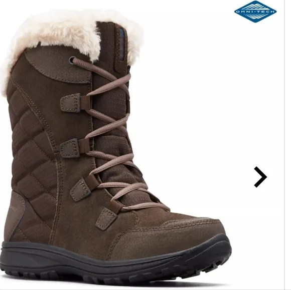 Columbia Women's Ice Maiden II Winter Waterproof Leather Boots Brown size 7