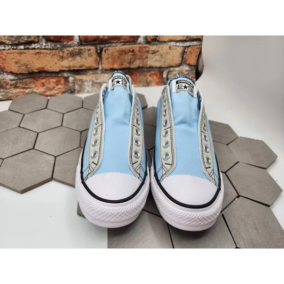 Converse by You Custom Chuck Taylor All Star Slip On Ox Men Sz 9.5 Lt Blue Grey