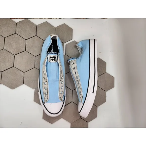 Converse by You Custom Chuck Taylor All Star Slip On Ox Men Sz 9.5 Lt Blue Grey