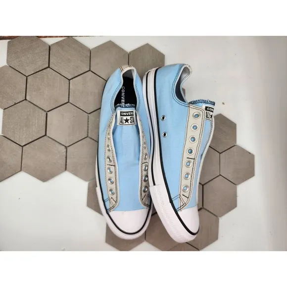 Converse by You Custom Chuck Taylor All Star Slip On Ox Men Sz 9.5 Lt Blue Grey