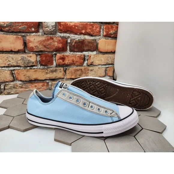 Converse by You Custom Chuck Taylor All Star Slip On Ox Men Sz 9.5 Lt Blue Grey