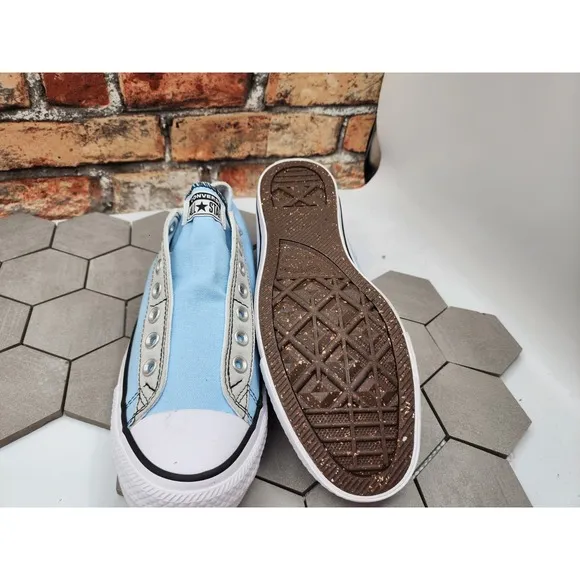 Converse by You Custom Chuck Taylor All Star Slip On Ox Men Sz 9.5 Lt Blue Grey
