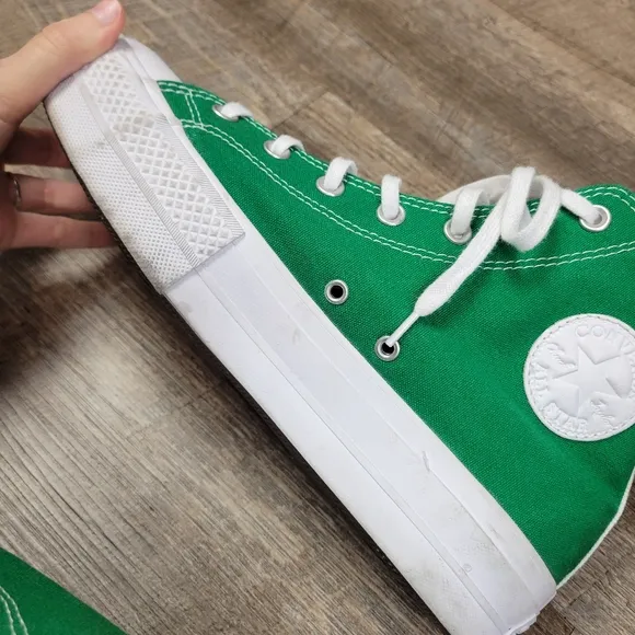 Converse Custom Green White Platform High Top Shoes