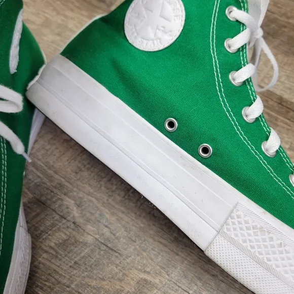 Converse Custom Green White Platform High Top Shoes