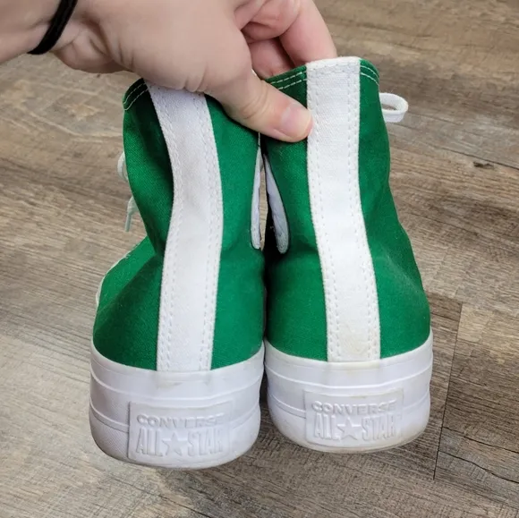 Converse Custom Green White Platform High Top Shoes