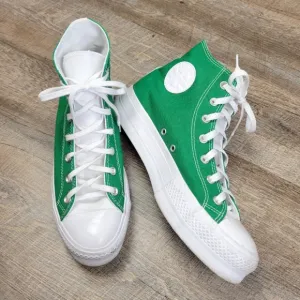 Converse Custom Green White Platform High Top Shoes