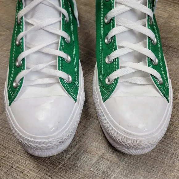 Converse Custom Green White Platform High Top Shoes