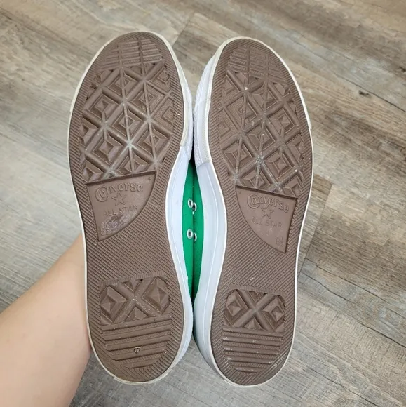 Converse Custom Green White Platform High Top Shoes