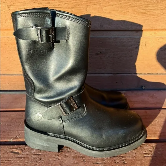 COPY - Herman Survivors motorcycle combat leather boots. Mens 9. Steel toe. Lik…